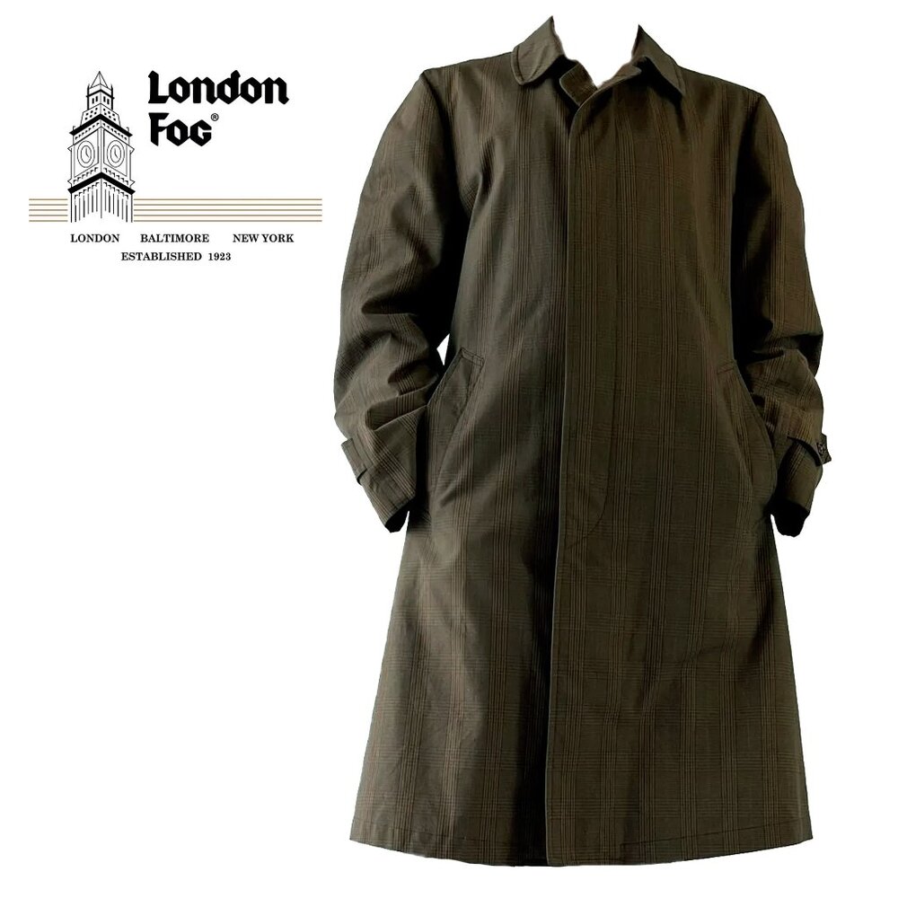 Vintage LONDON FOG Mackintosh ~ Olive Green Plaid ~ Unisex (Women's 14-16)